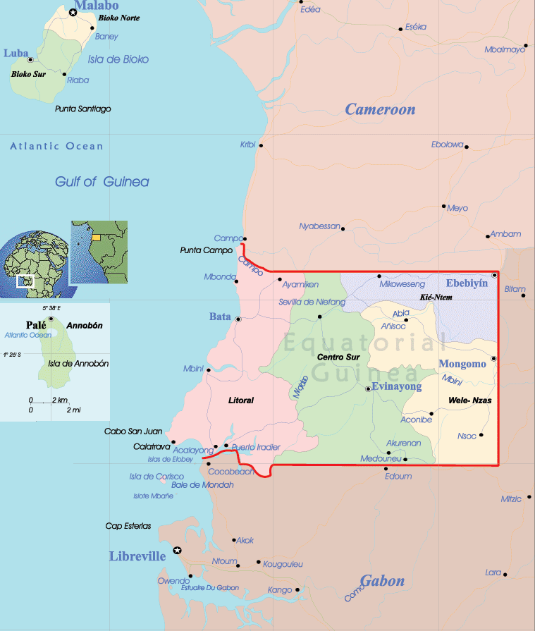 Guinee Equatoriale regions carte